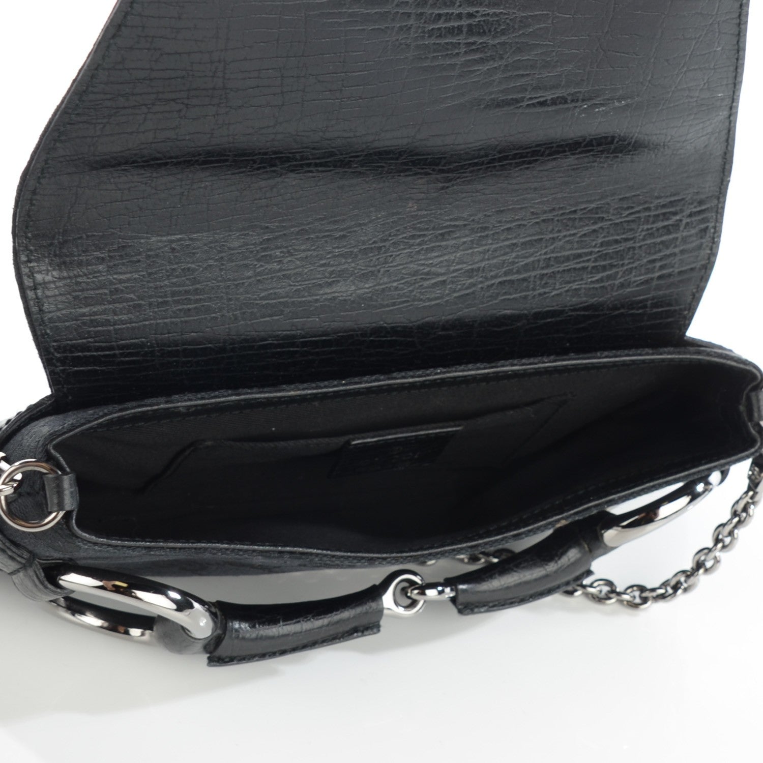 Gucci Monogram Horsebit Chain Clutch Black 5 of 7