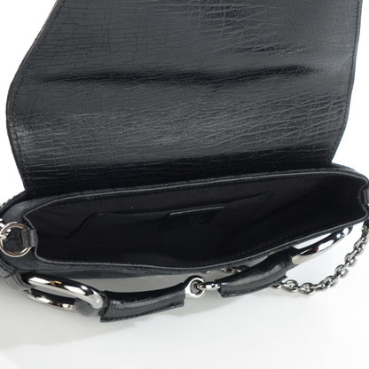 Gucci Monogram Horsebit Chain Clutch Black 5 of 7