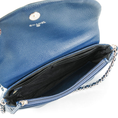 Chanel Caviar Half Moon Wallet On Chain WOC Navy Blue 5 of 9