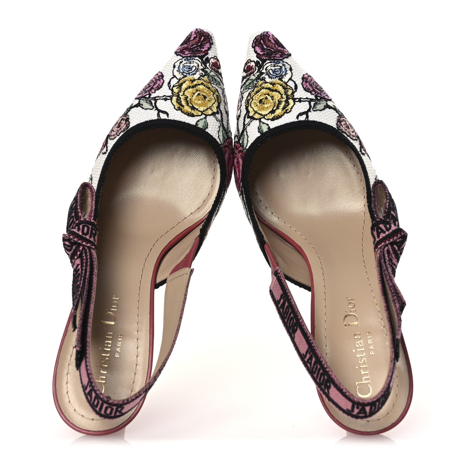 Christian Dior Canvas Embroidered Florilegio J'Adior Slingback 65mm Pumps 38.5 White Multicolor 2 of 13