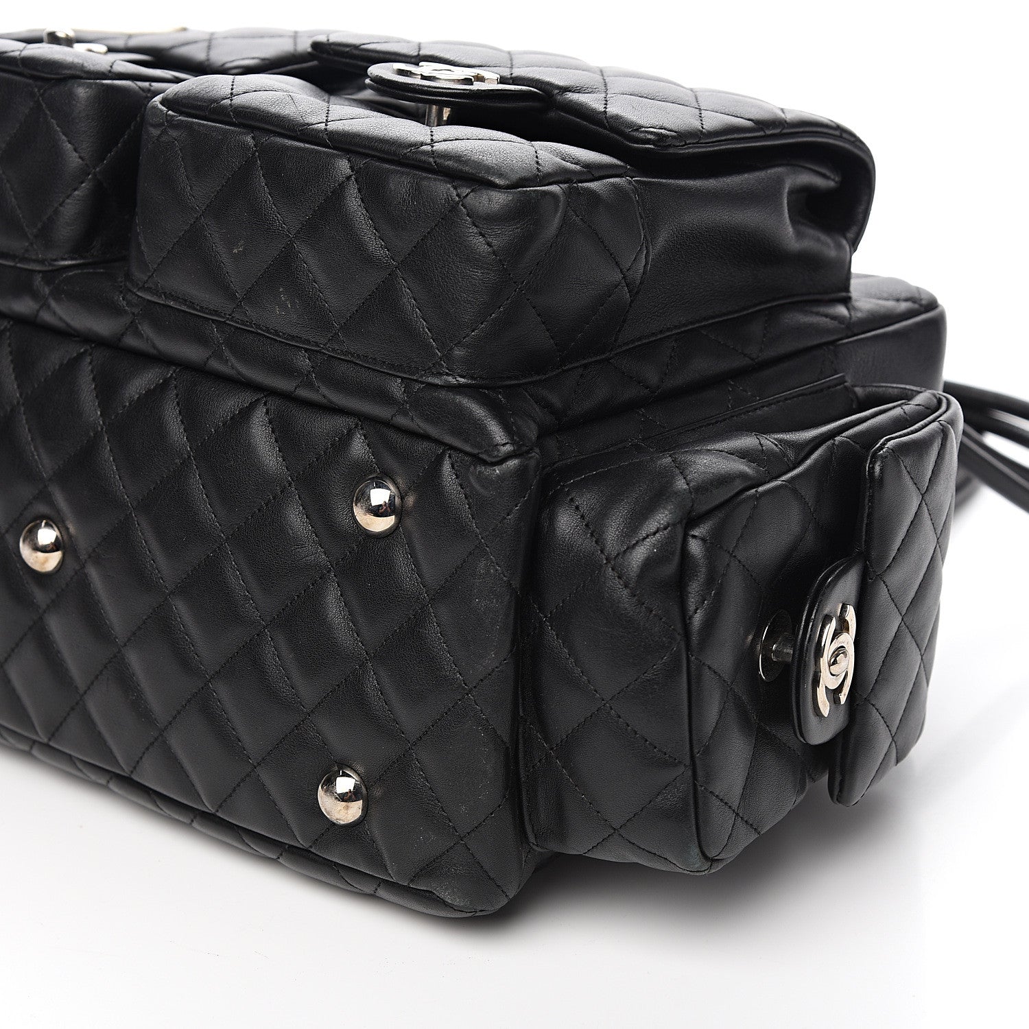 Chanel Calfskin Quilted Large Cambon Multipocket Reporter Black White 10 of 10