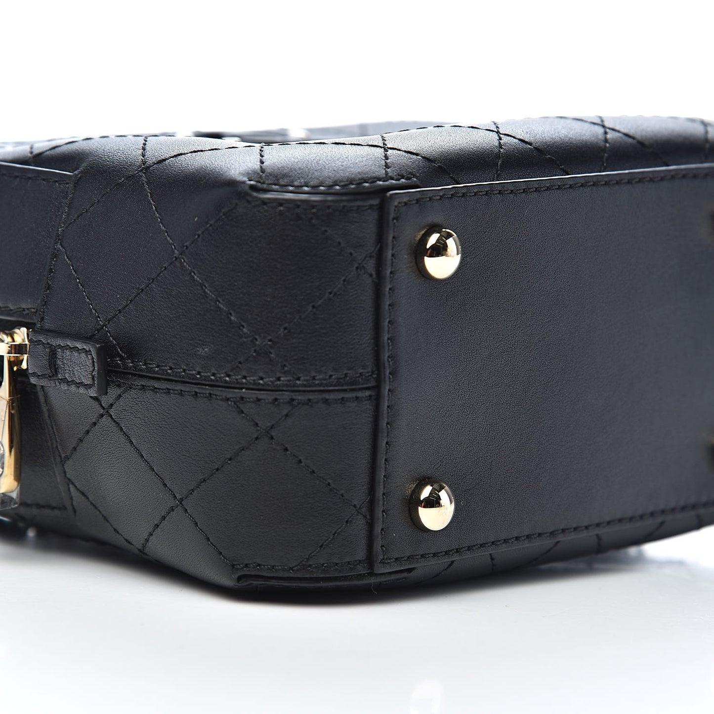 Calfskin Stitched Enamel CC Camera Case Bag Black