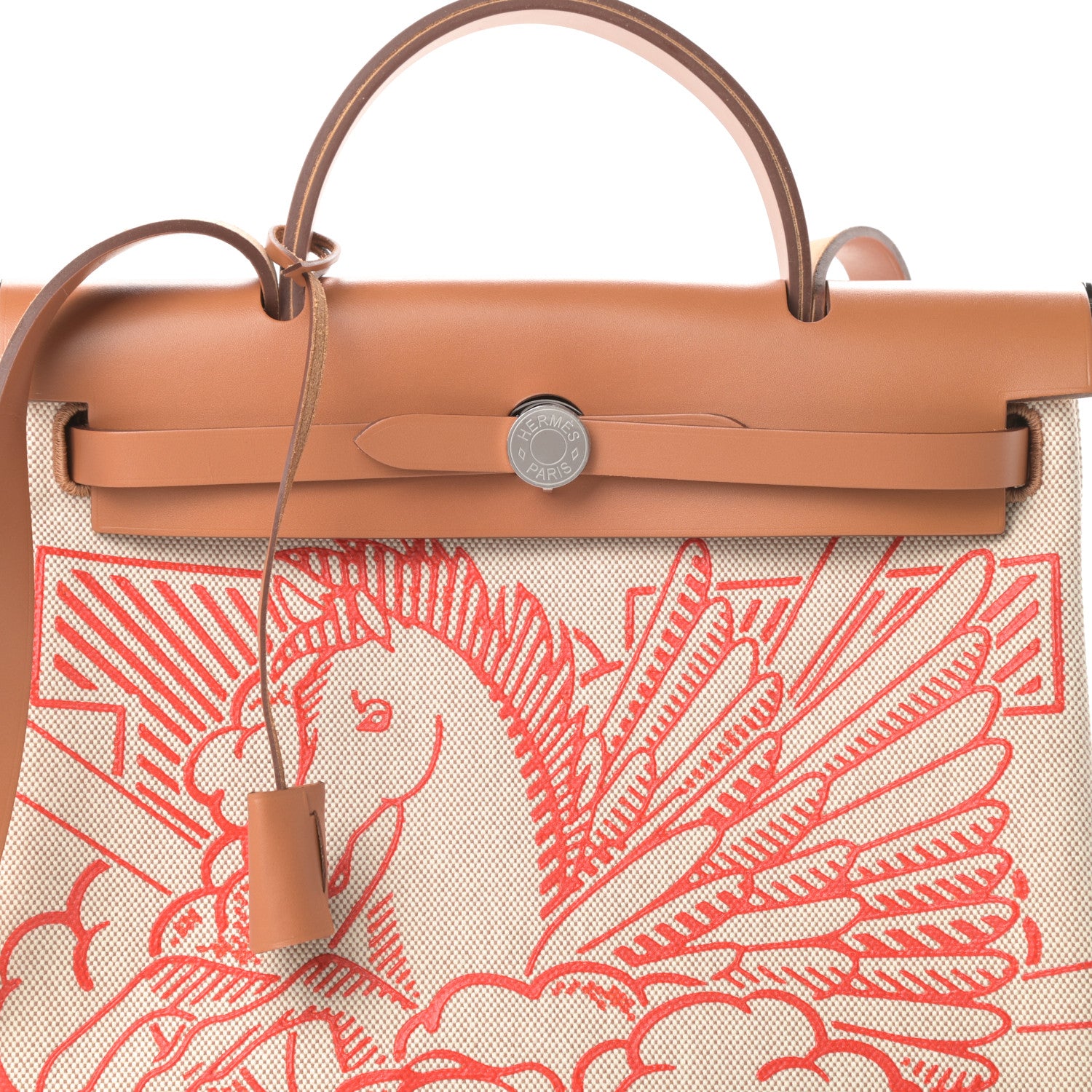Hermes Vache Hunter Toile Pegase Pop Herbag Zip Retourne 31 PM Capucine Ecru 9 of 12