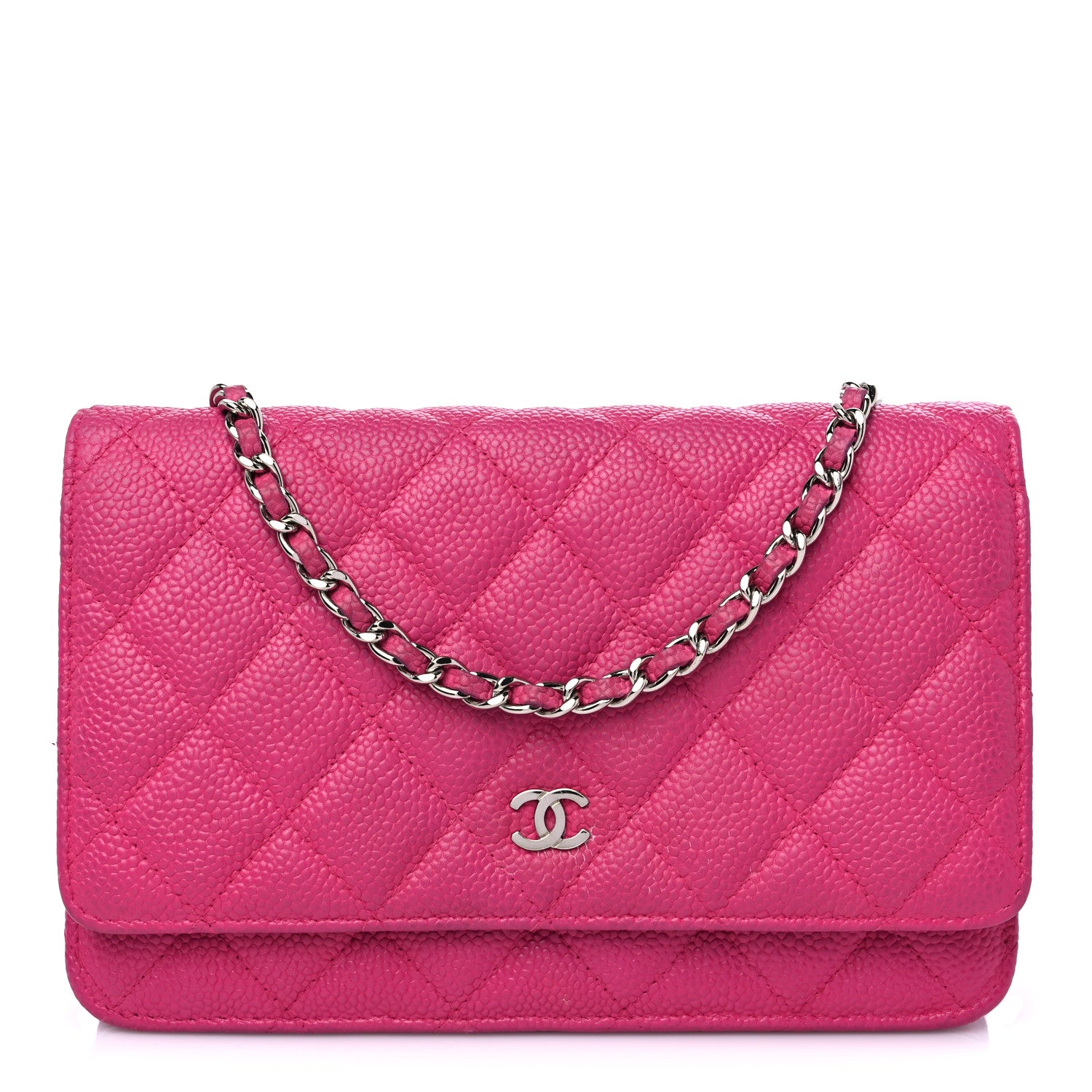 Chanel Iridescent Caviar Quilted Wallet on Chain WOC Pink 1 of 11