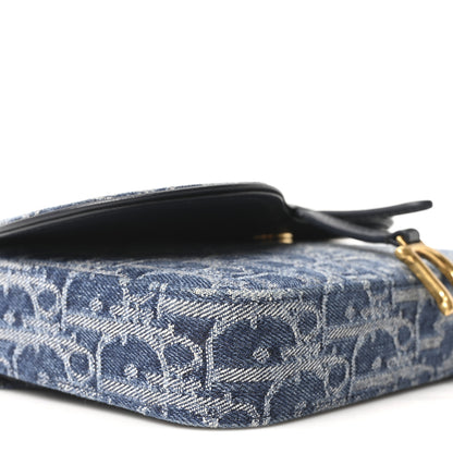 Christian Dior Oblique Denim Saddle Chain Long Wallet Blue 8 of 9