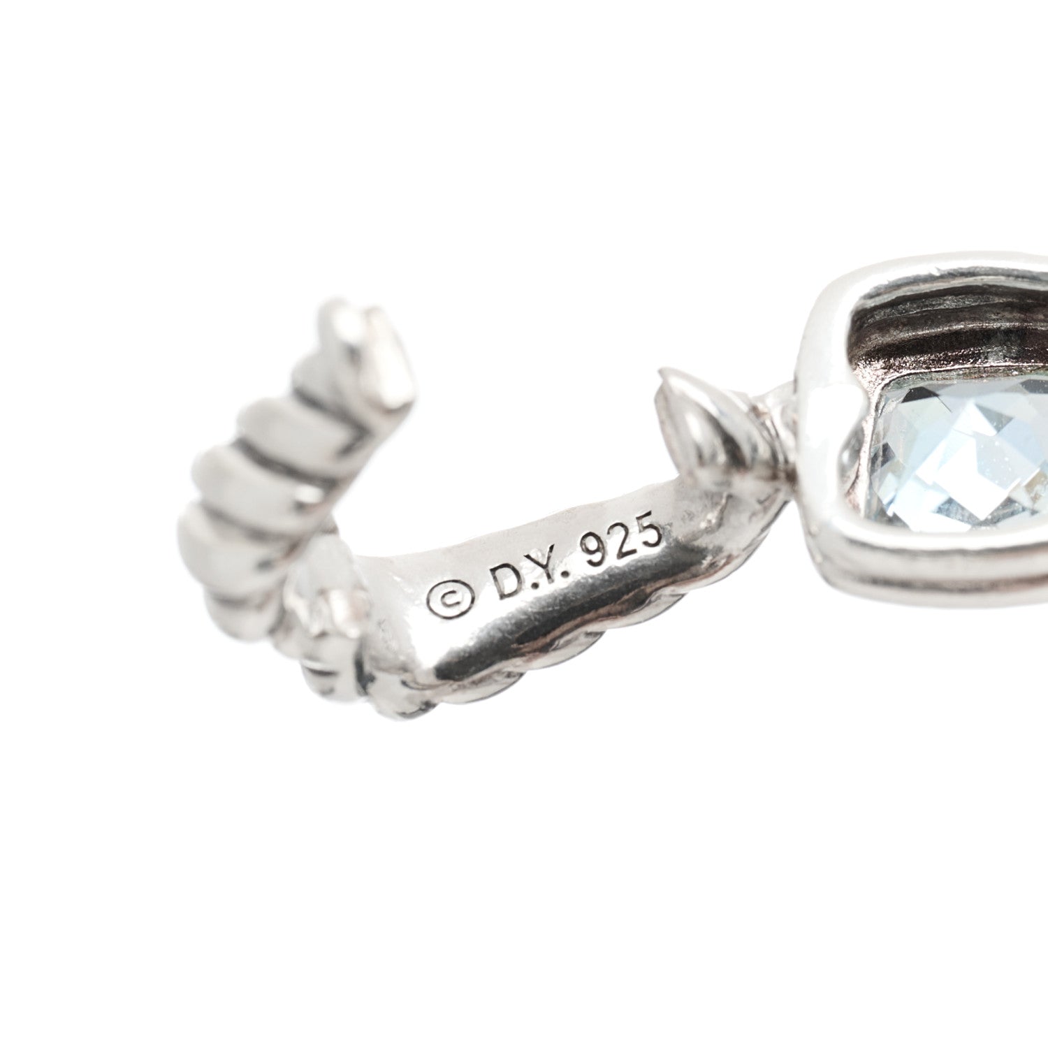 David Yurman Sterling Silver Diamond Blue Topaz Turquoise Iolite Mosaic Cross Pendant 4 of 5