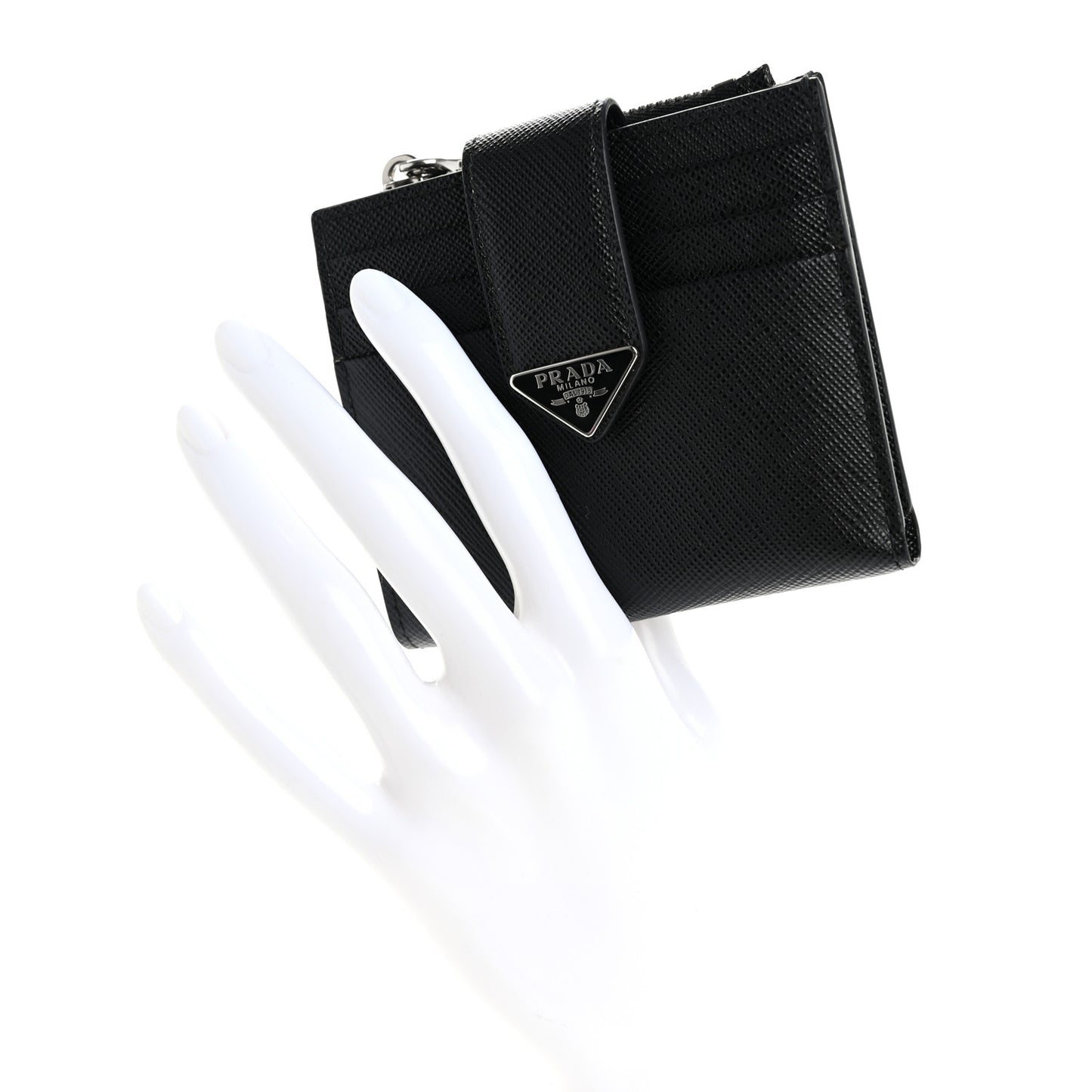 Saffiano Metal Coin Case Card Holder Black