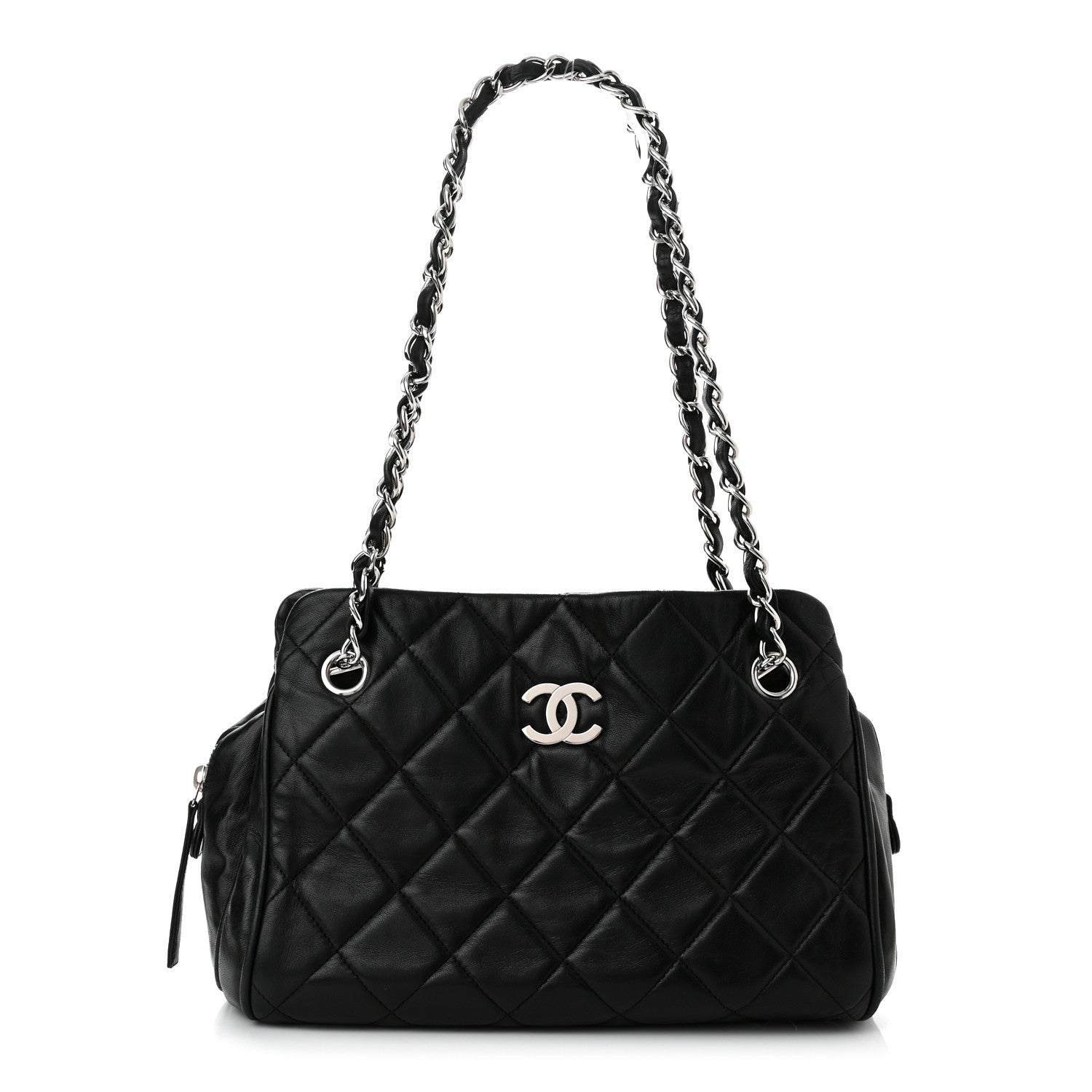 Chanel Lambskin Quilted Shopping Tote Black 1 of 10