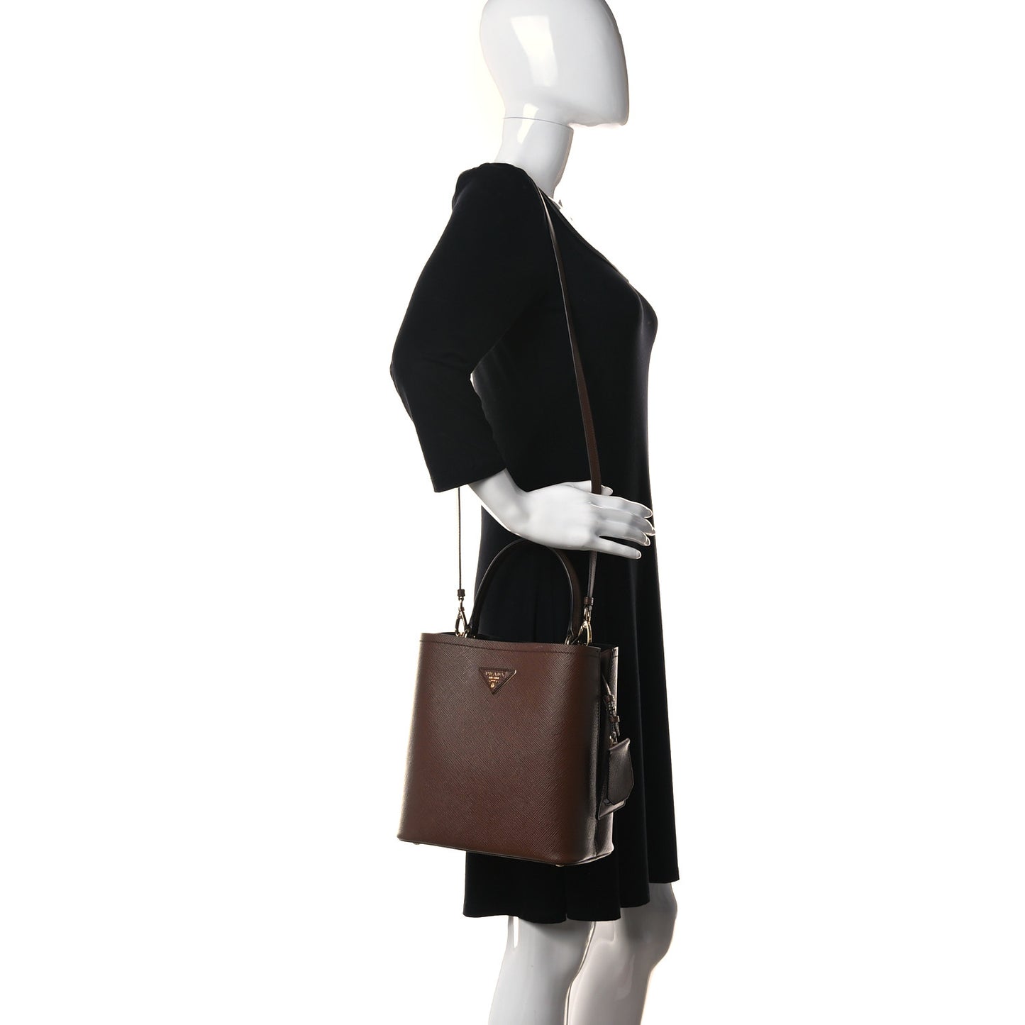 Saffiano Cuir Medium Panier Bucket Bag Palissandro
