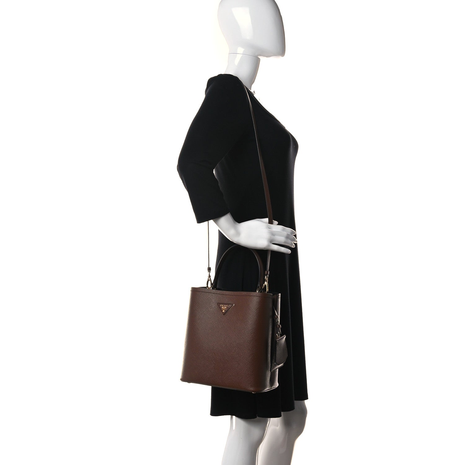 Prada Saffiano Cuir Medium Panier Bucket Bag Palissandro 2 of 12