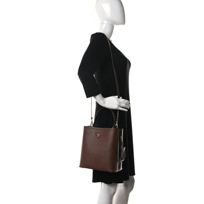 Prada Saffiano Cuir Medium Panier Bucket Bag Palissandro 2 of 12