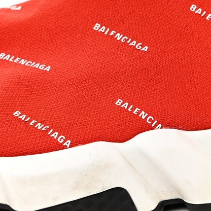 Balenciaga Neoprene Knit Allover Logo Womens Speed Sneakers 39 Rouge White 13 of 17