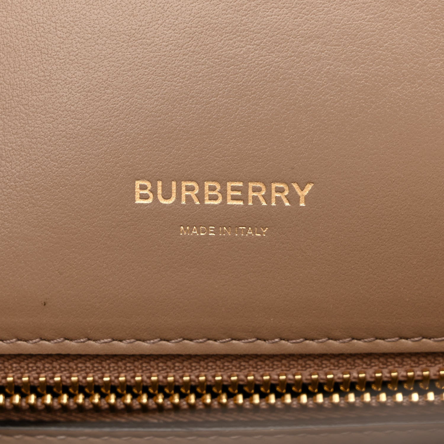 Burberry Calfskin Small Two Handle Title Bag Tan Brown 6 of 13