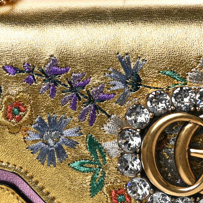 Gucci Metallic Calfskin Embroidered Small Shoulder Bag Gold 17 of 21