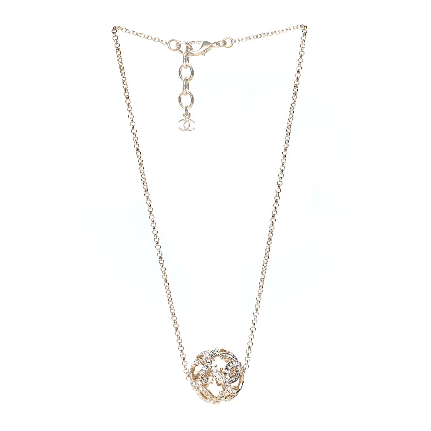 Crystal CC Chain Necklace Gold