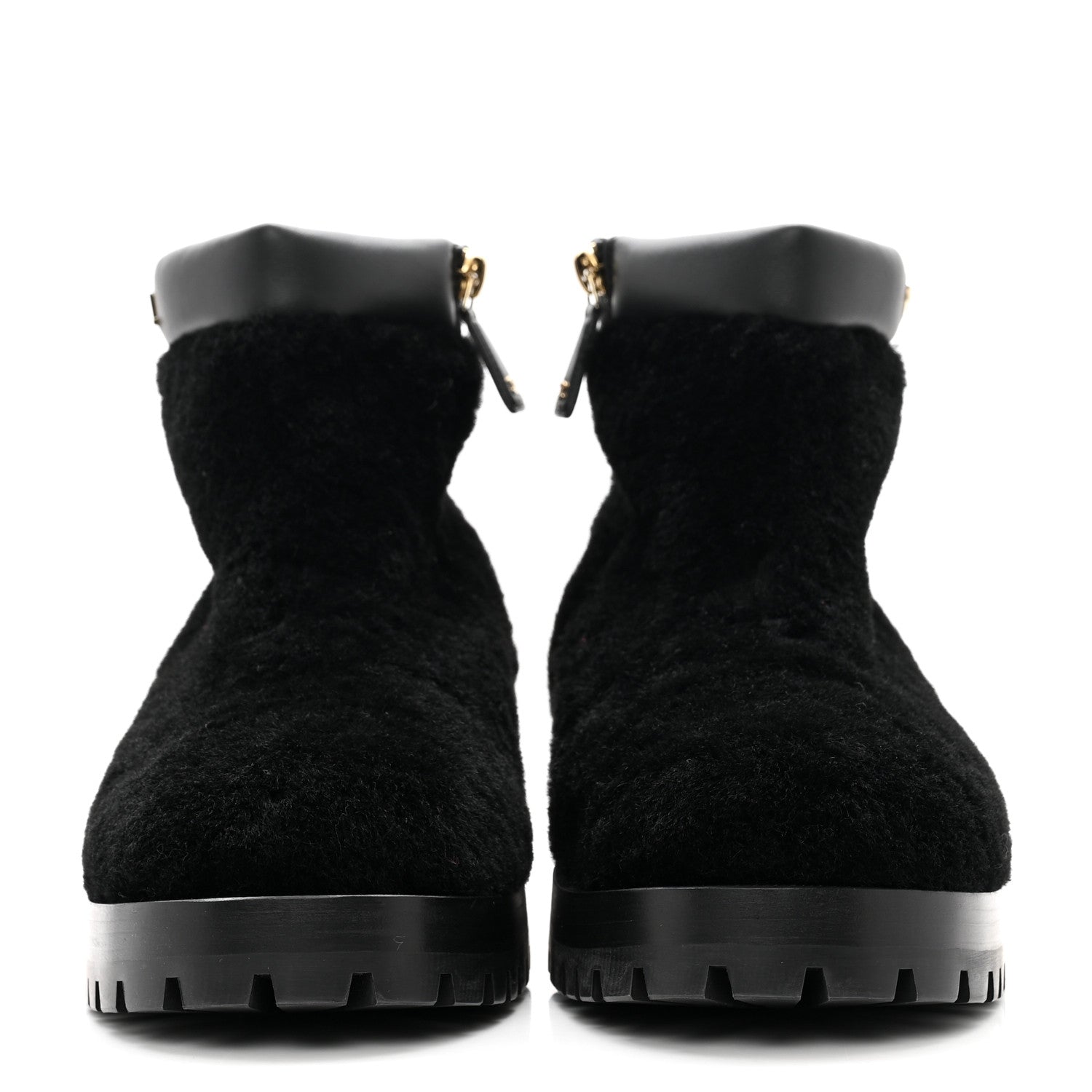 Chanel Shearling Lambskin Logo Short Boots 38 Black 2 of 10