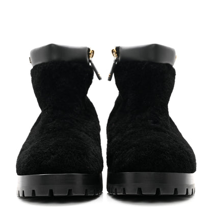 Chanel Shearling Lambskin Logo Short Boots 38 Black 2 of 10