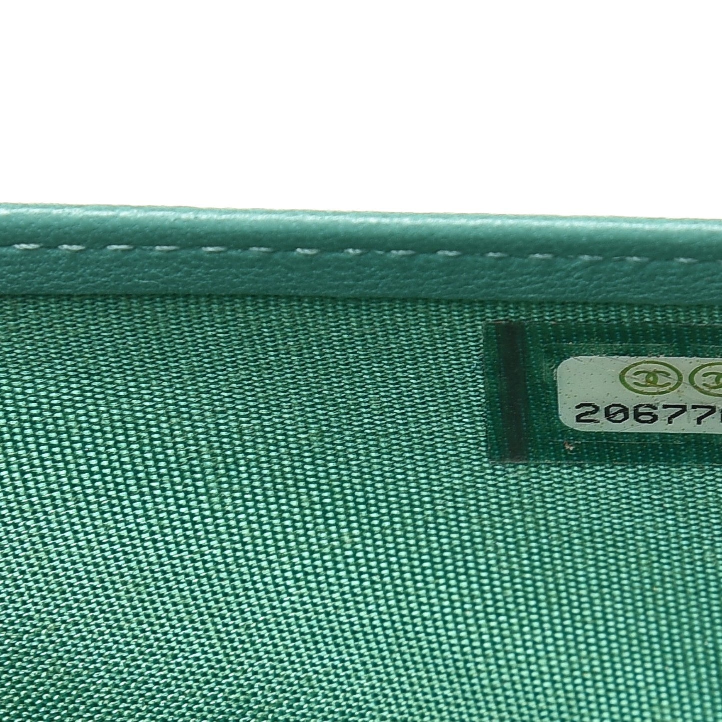 Lambskin Quilted Boy Yen Wallet Green