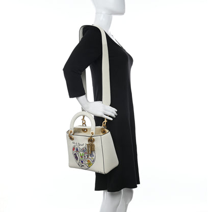 Christian Dior Calfskin Niki De Saint Phalle Heart Medium Supple Lady Dior Off White 2 of 10