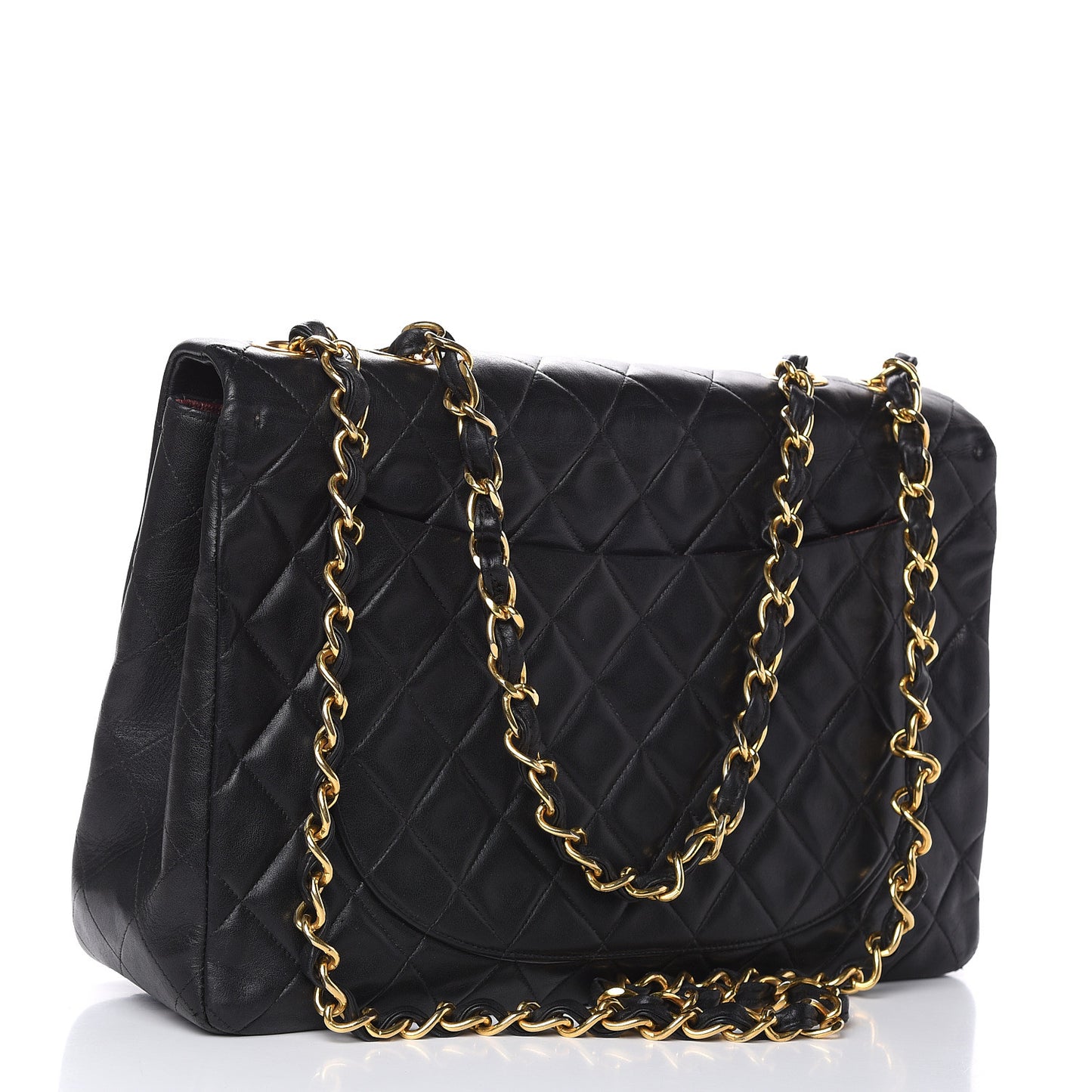 Lambskin Quilted XL Jumbo Single Flap Black