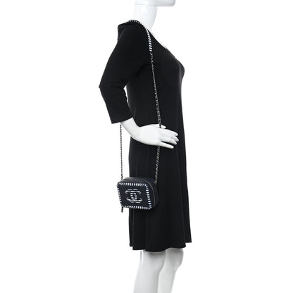 Chanel Caviar Quilted Striped Filigree Vanity Clutch With Chain Navy White 2 of 10