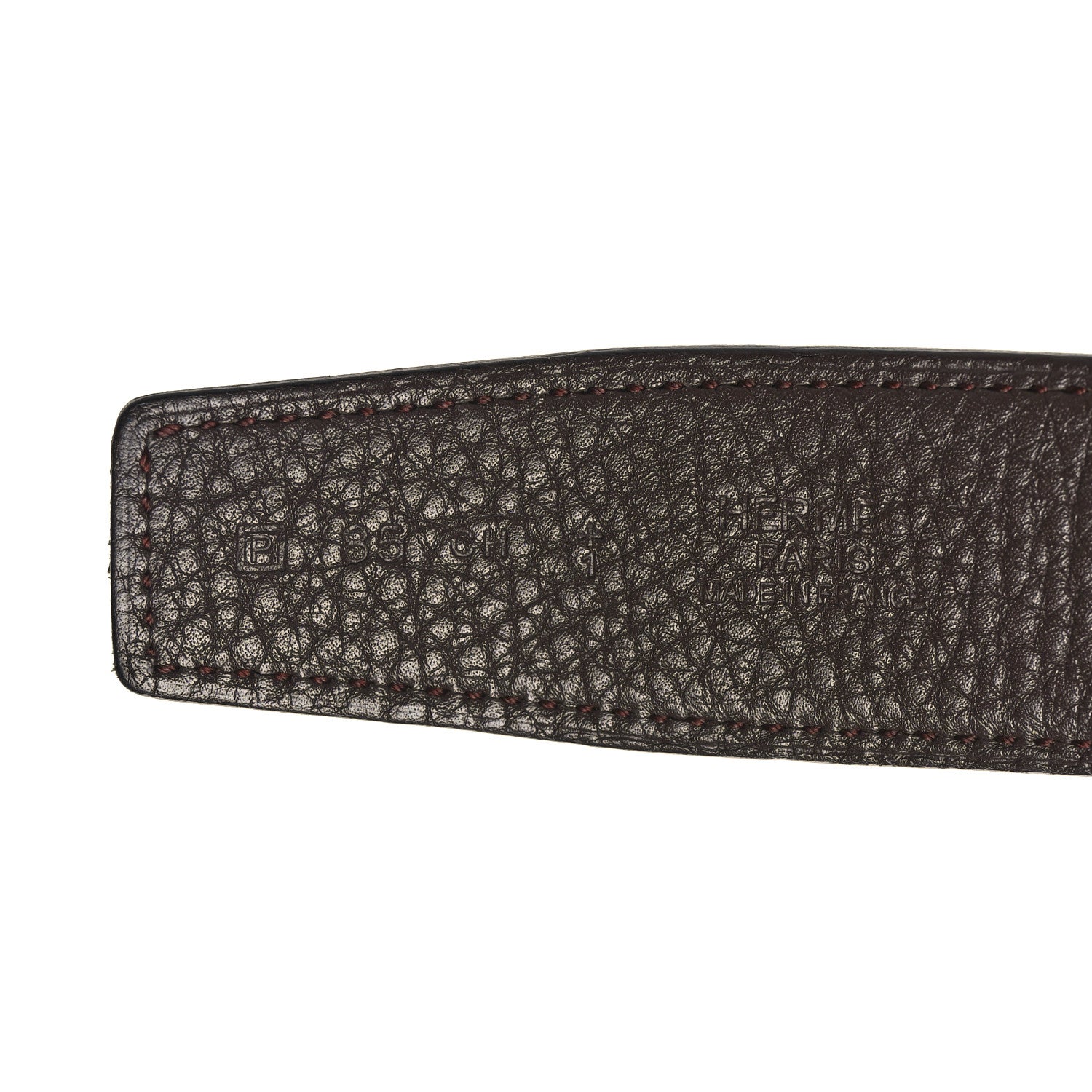 Hermes Box Togo 32mm Martelee H Belt 85 Black Chocolate 5 of 5