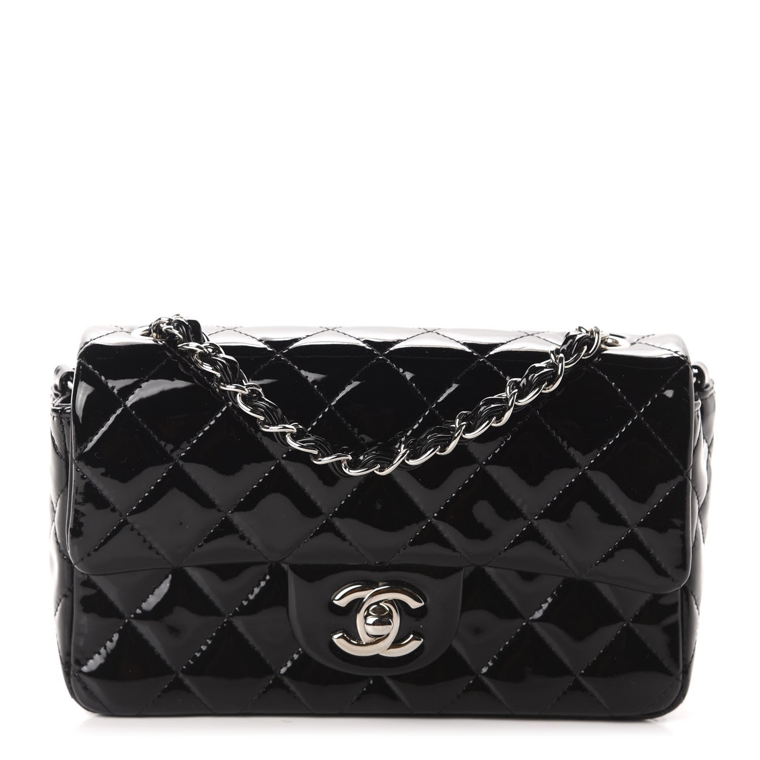 Chanel Patent Calfskin Quilted Mini Rectangular Flap Black 1 of 11