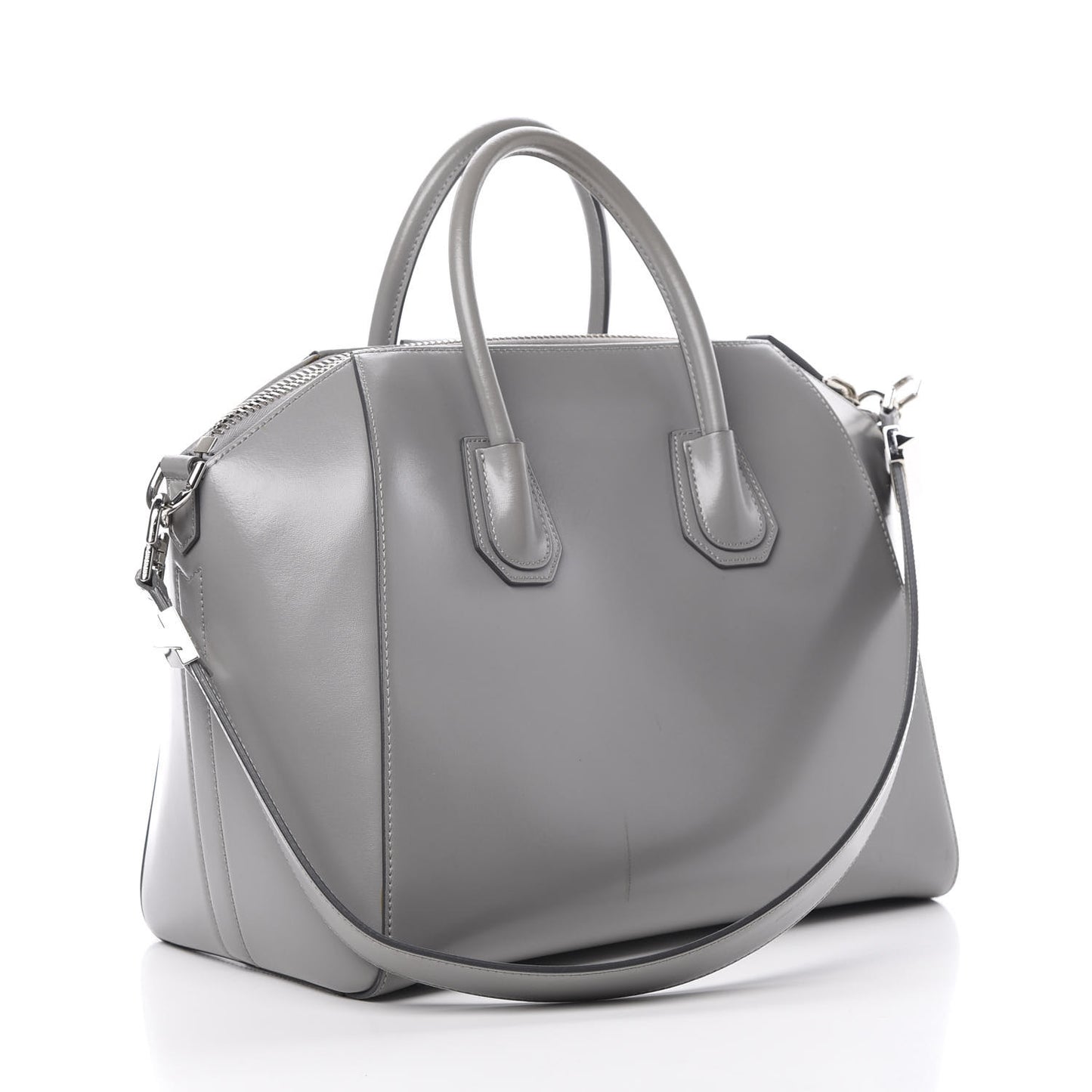 Shiny Lord Calfskin Medium Antigona Pearl Grey