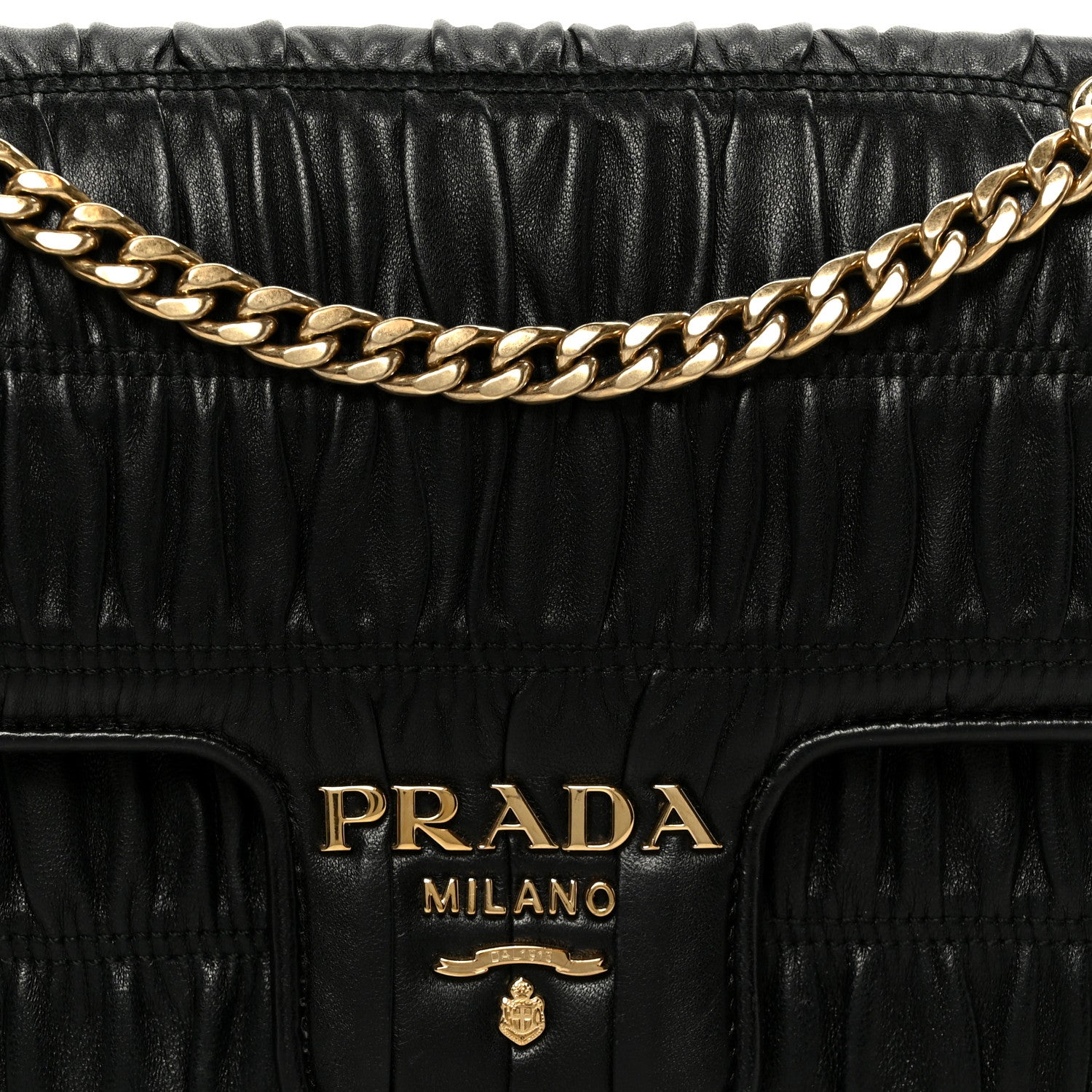 Prada Nappa Gaufre Medium Chain Flap Shoulder Bag Black 9 of 11