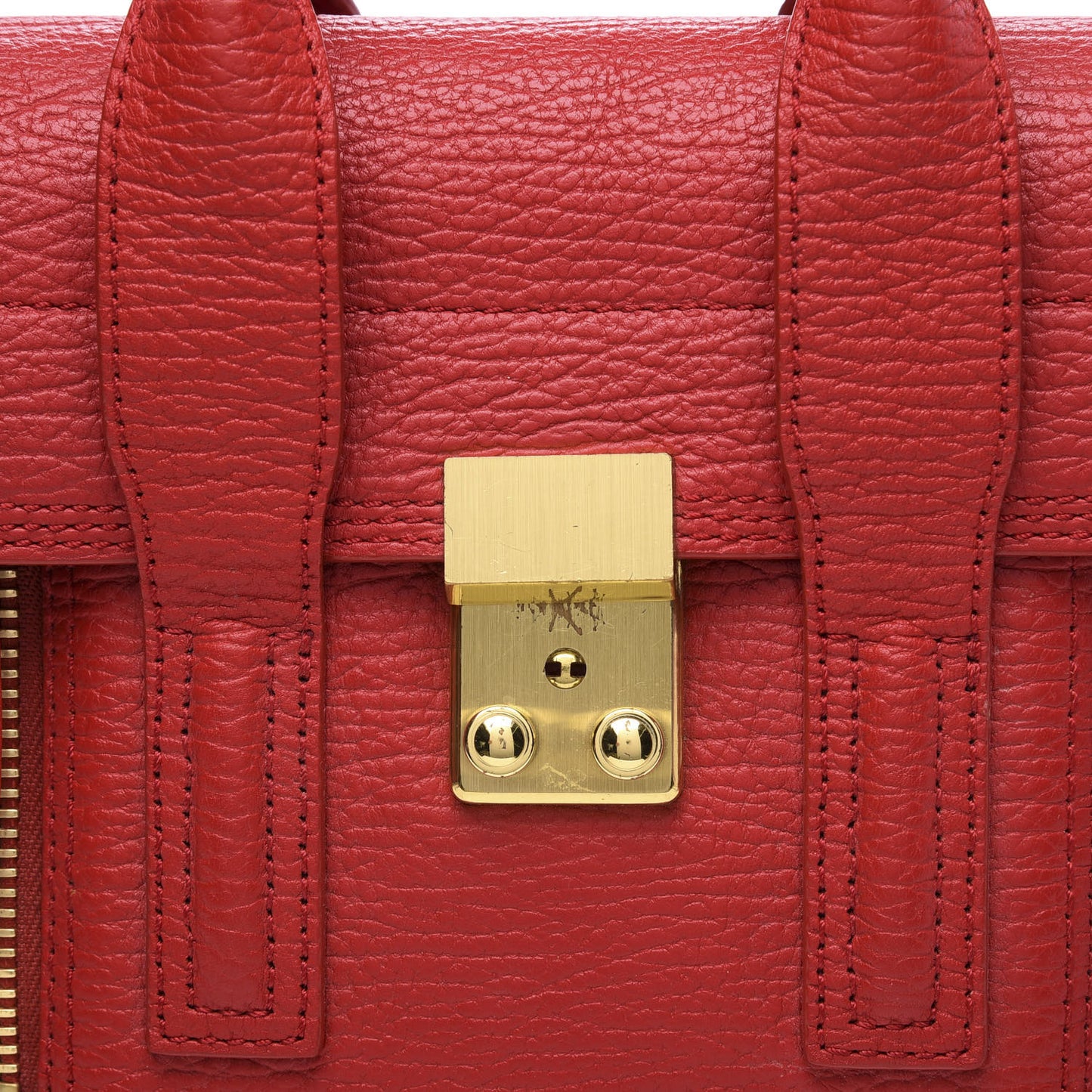3.1 Textured Calfskin Mini Pashli Satchel Red