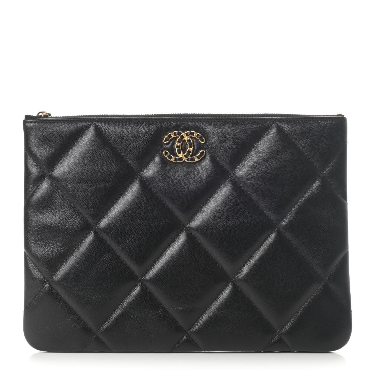 Chanel Goatskin Quilted Large Chanel 19 Cosmetic Case Black 1 of 8