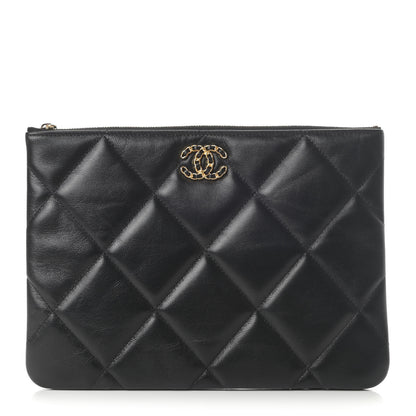 Chanel Goatskin Quilted Large Chanel 19 Cosmetic Case Black 1 of 8