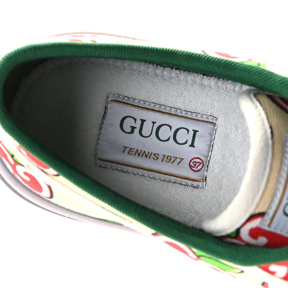 Gucci Canvas Web GG Apple Womens 1977 Tennis Sneakers 37 Ivory Red Mystic White New Shamarock 11 of 12