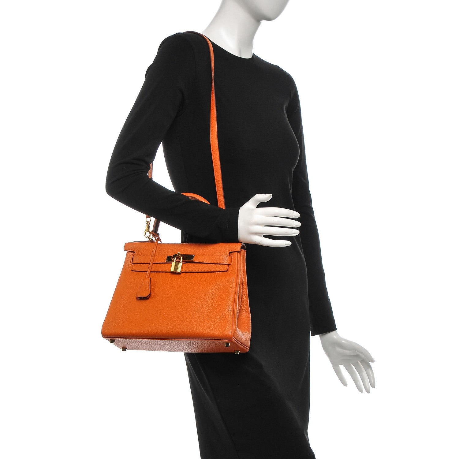 Hermes Taurillon Clemence Kelly Retourne 28 Orange 2 of 24