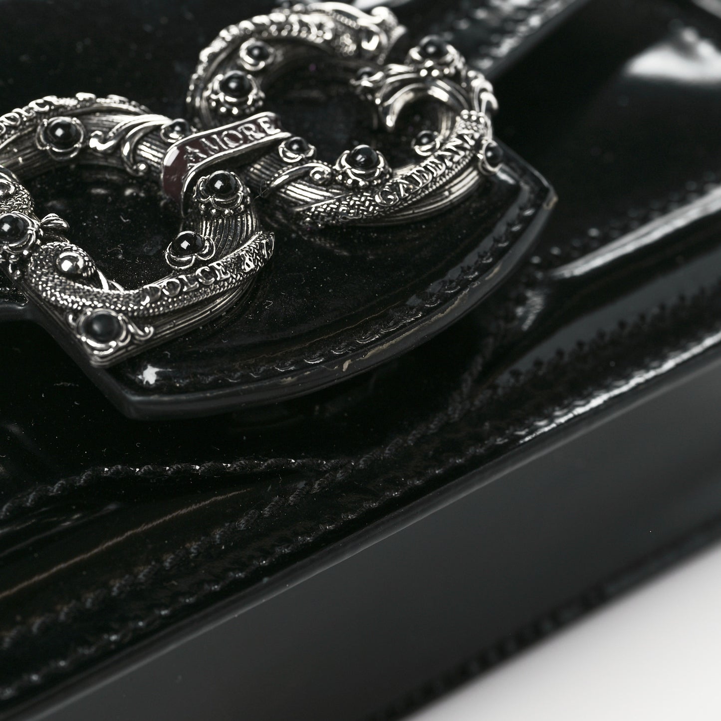 Polished Calfskin Small DG Amore Envelope Bag Black
