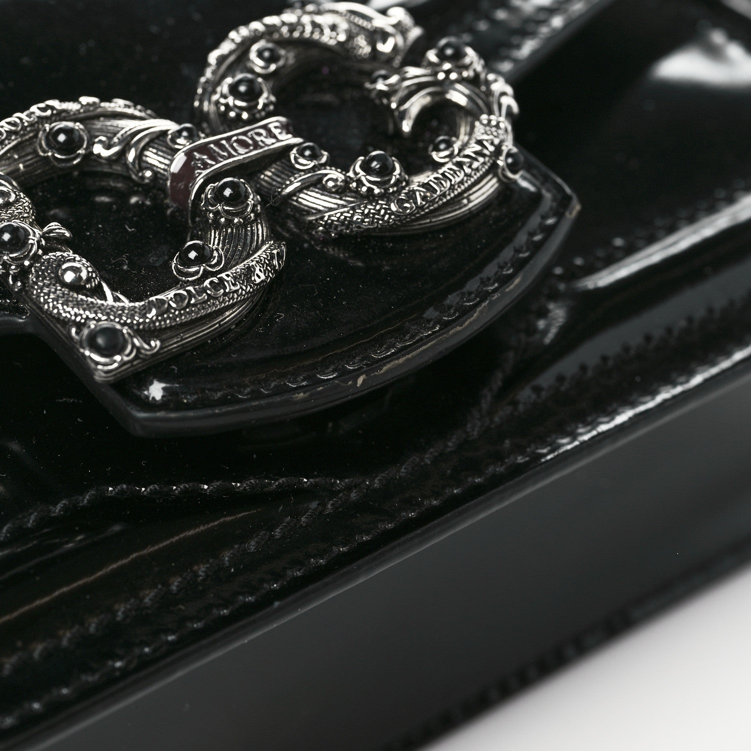 Dolce & Gabbana Polished Calfskin Small DG Amore Envelope Bag Black 9 of 10