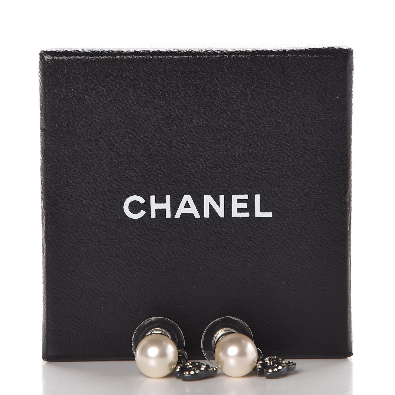 Chanel Ruthenium Crystal Pearl CC Drop Earrings 5 of 5