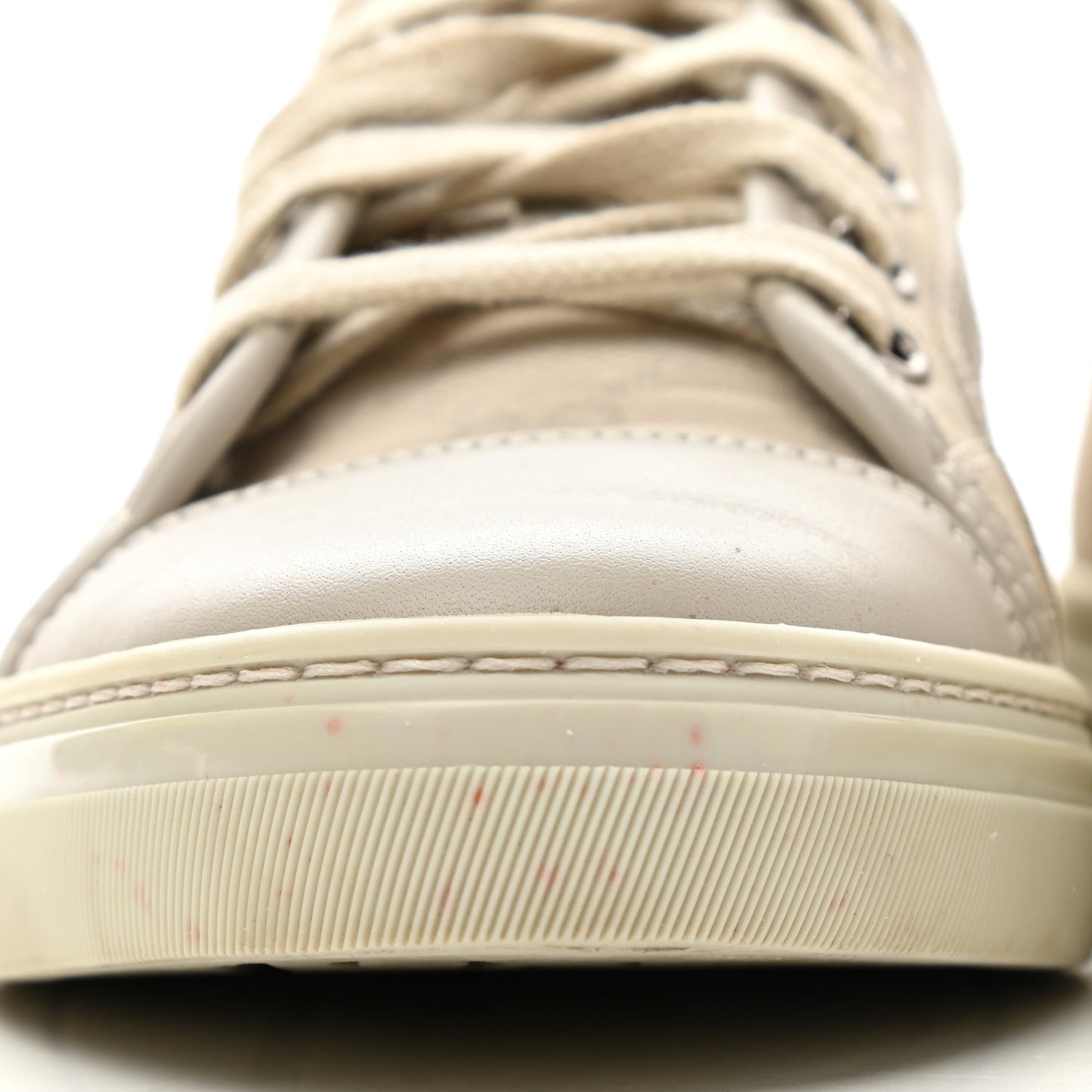 Washed Cotton GG Monogram Calfskin Womens Low Top Sneakers 37 White Mystic White Great White