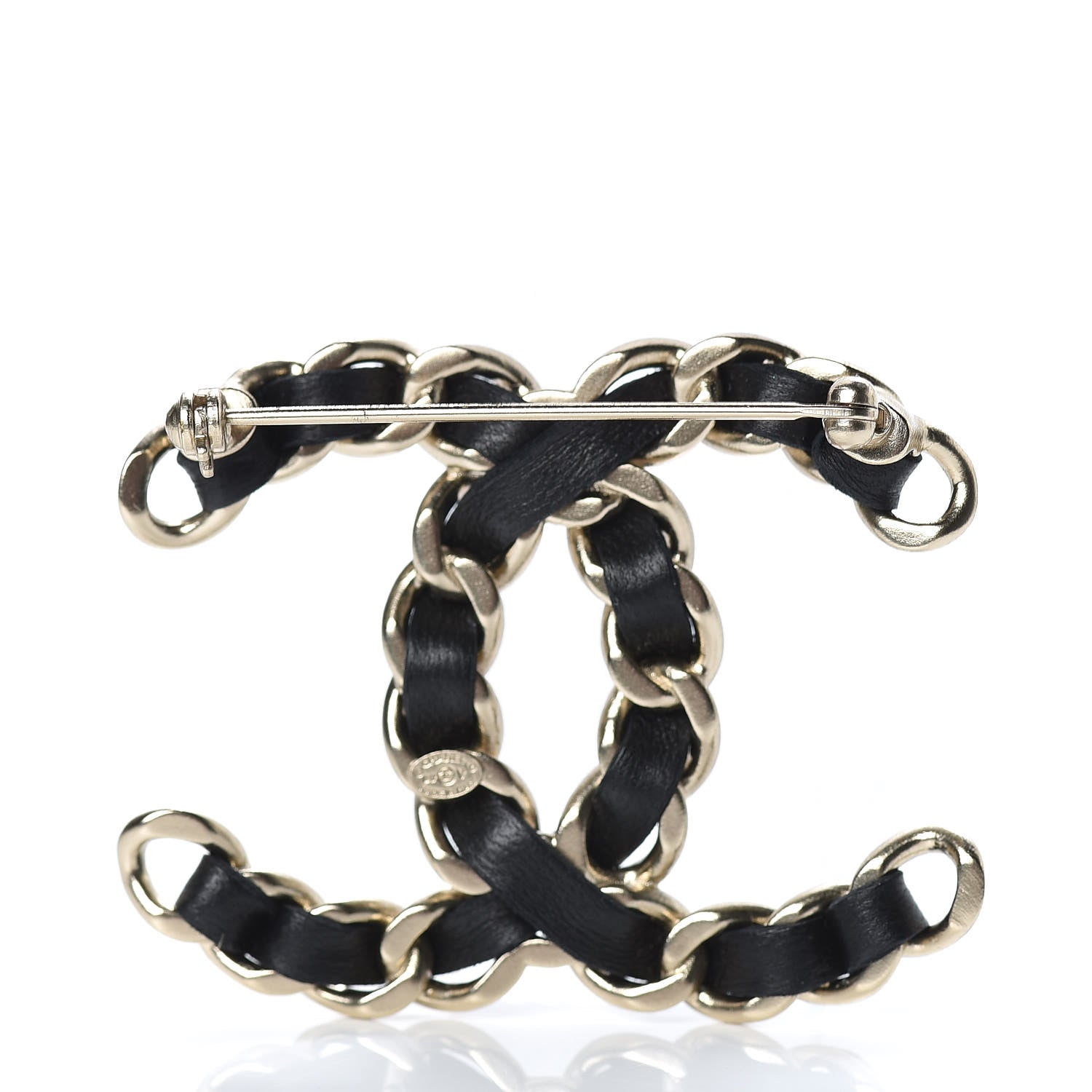 Chanel Lambskin Chain CC Brooch Black Gold 3 of 5