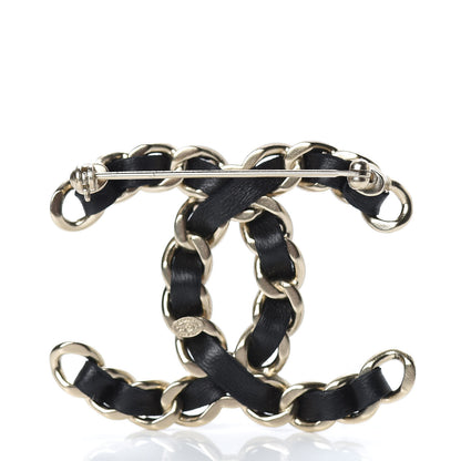 Chanel Lambskin Chain CC Brooch Black Gold 3 of 5