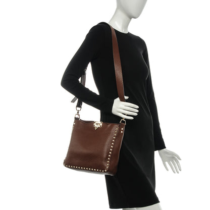 Valentino Garavani Pebbled Calfskin Small Rockstud Flip-Lock Messenger Bag Light Brown 2 of 7