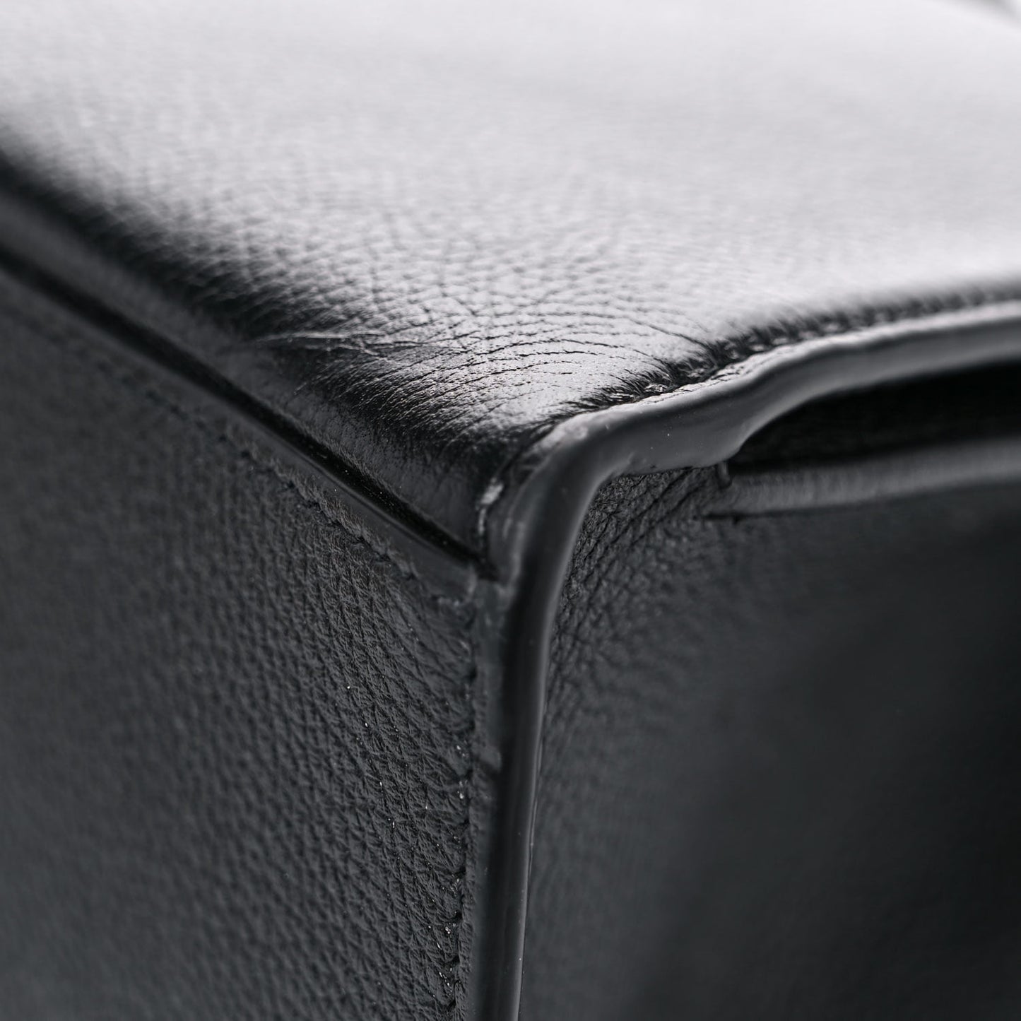 Grained Calfskin Medium Hourglass Top Handle Bag Black