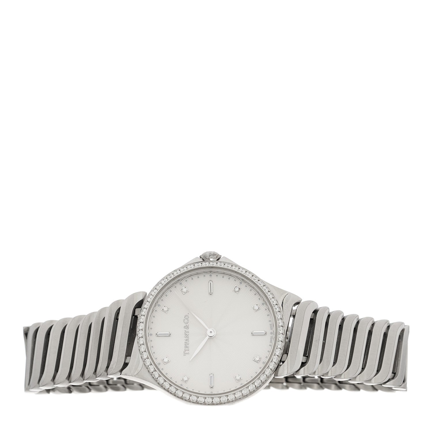 Tiffany Stainless Steel Diamond Bezel 28mm Metro 2-Hand Quartz Watch 2 of 4