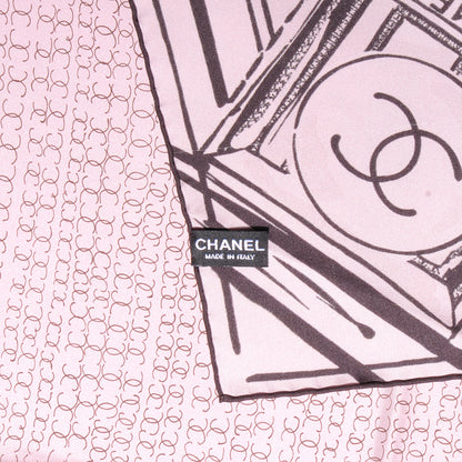 Chanel Silk CC Square Scarf Pink Brown 4 of 5