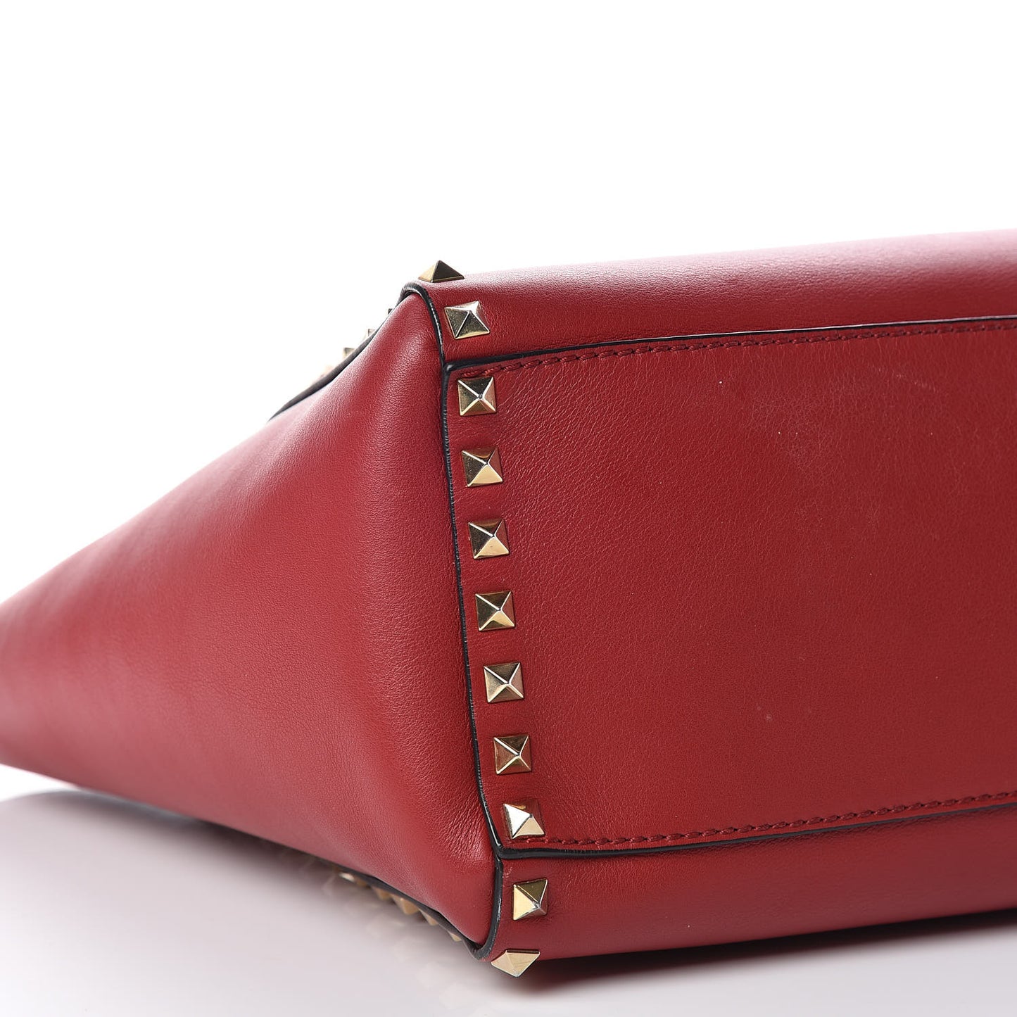 Vitello Rockstud Double Handle Tote Rosso Valentino