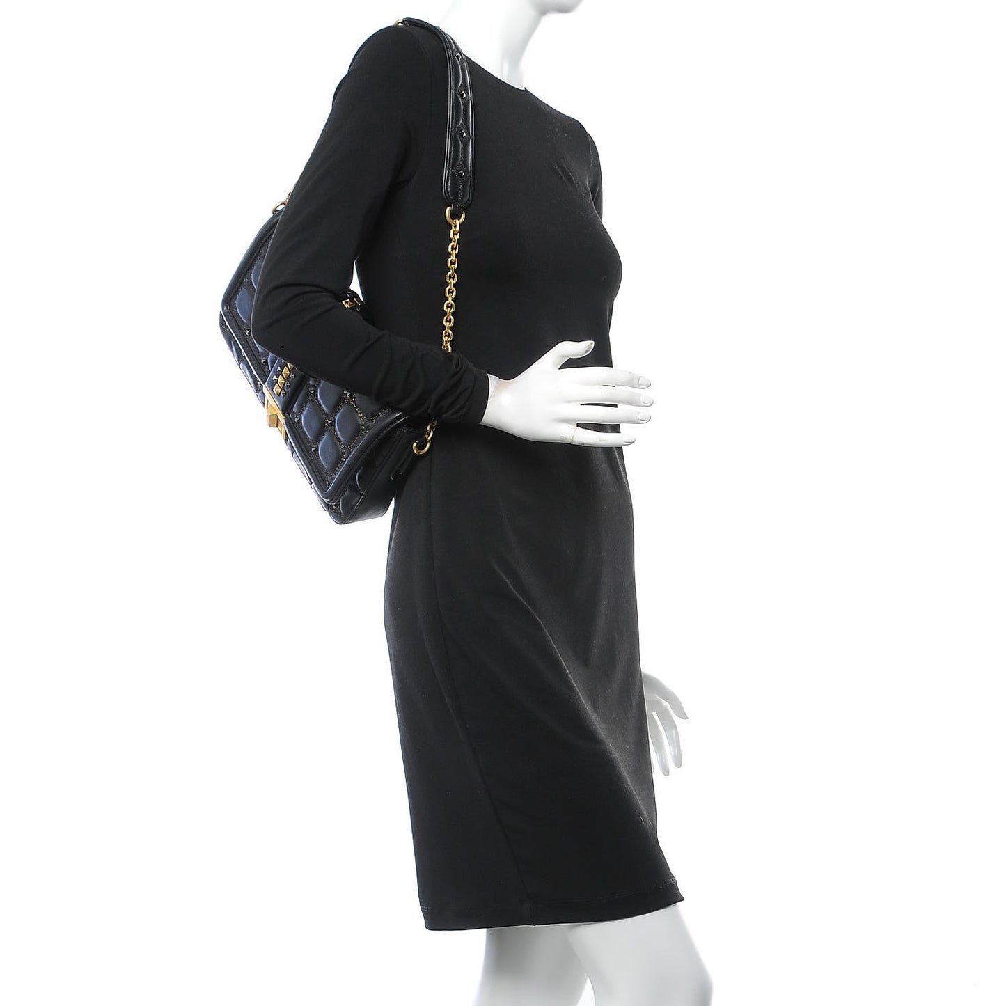 Lambskin Quilted Embellished Flap Black