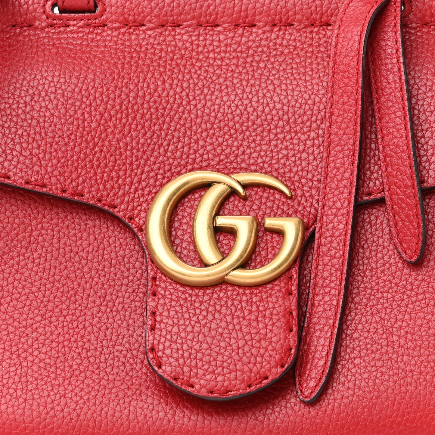 Calfskin Mini GG Marmont Top Handle Bag Vulcanic Red