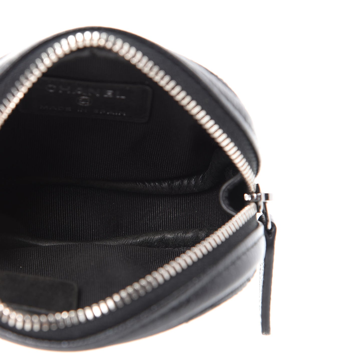 Iridescent Caviar Quilted Zip Around Classic Coin Purse Black