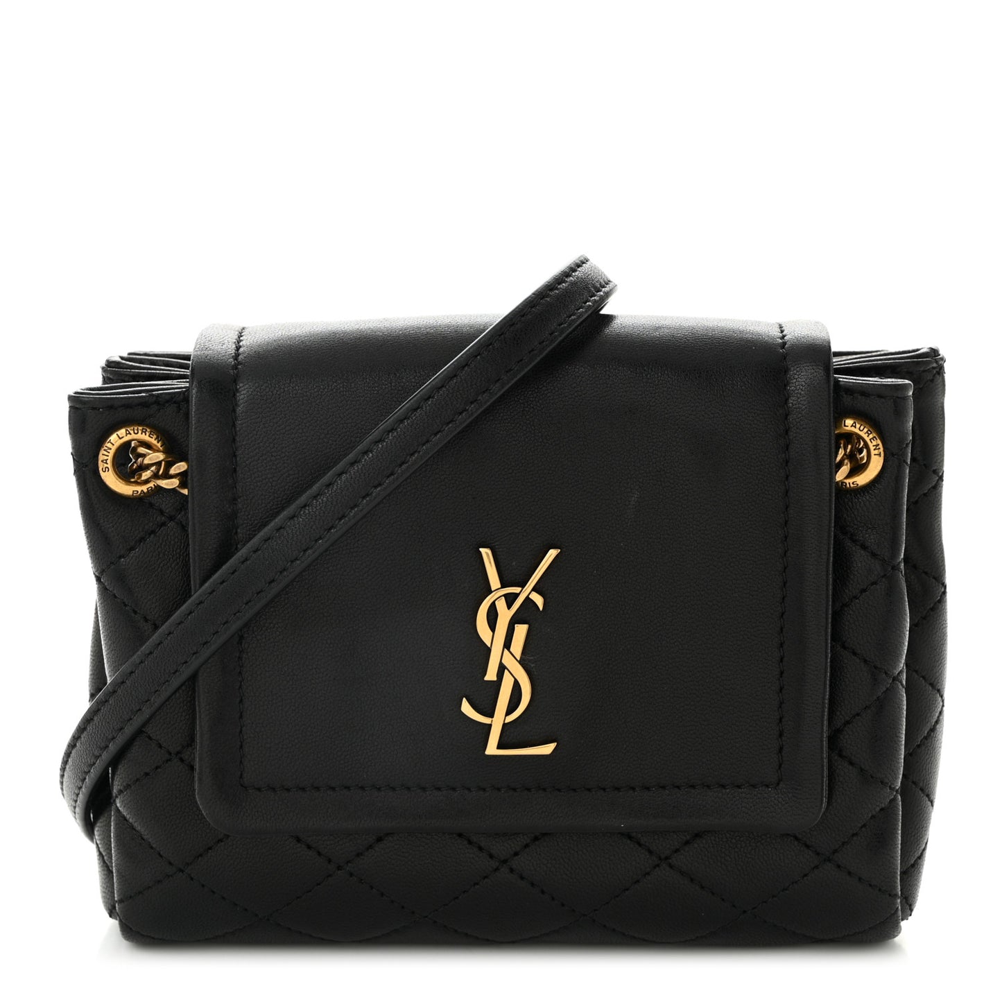 Lambskin Quilted Monogram Mini Nolita Black