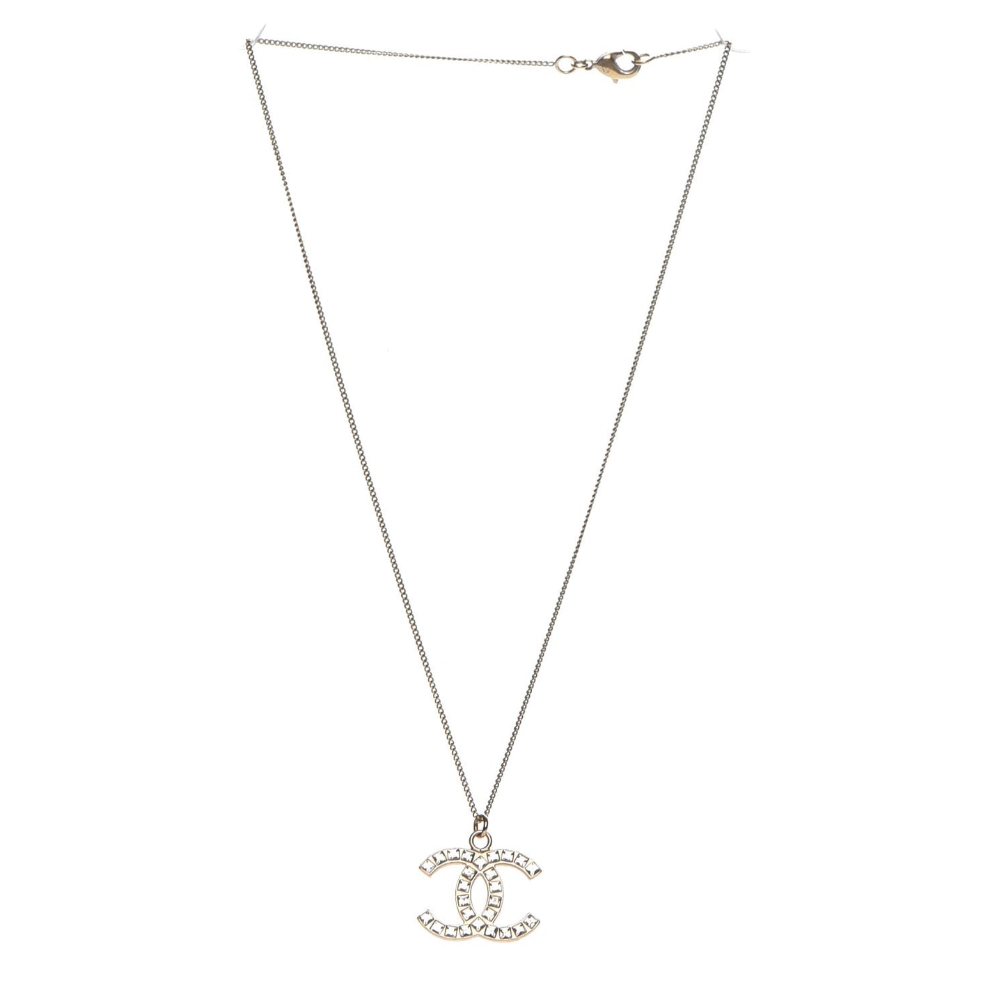 Baguette Crystal CC Necklace Gold